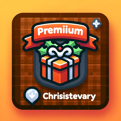 Icon for premium christmas delivery, cartoon, with the text: „Premium Delivery“ at top Single Game Texture. In-Game asset. 2d. Blank background. High contrast. No shadows.