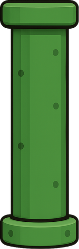 Tubería recta vertical color verde. No background. Transparent background. Blank background. No shadows. 2d. In-Game asset. flat