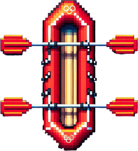 bird-eye perspective pf an olympic red raft seen directly from above. pixelated. 8 bit.
Single Game Texture. In-Game asset. 2d. High contrast. No shadows.