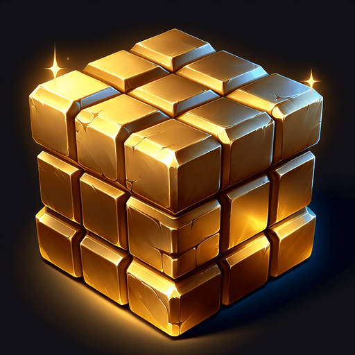 a shiny gold brick..
Single Game Texture. In-Game asset. 2d. Blank background. High contrast. No shadows.