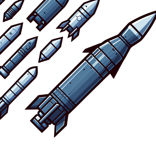 360-degree missile.
Single Game Texture.  In-Game asset.  2d.  Blank background.  High contrast.  No shadows