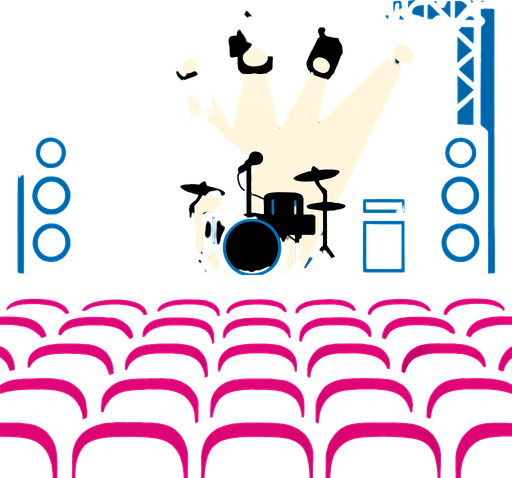 oyun background olacak.tam ekran olsun.bir konser sahnesine bakan koltuk bakış açısında olsun.
In-Game asset.  2d.  High contrast.  No shadows