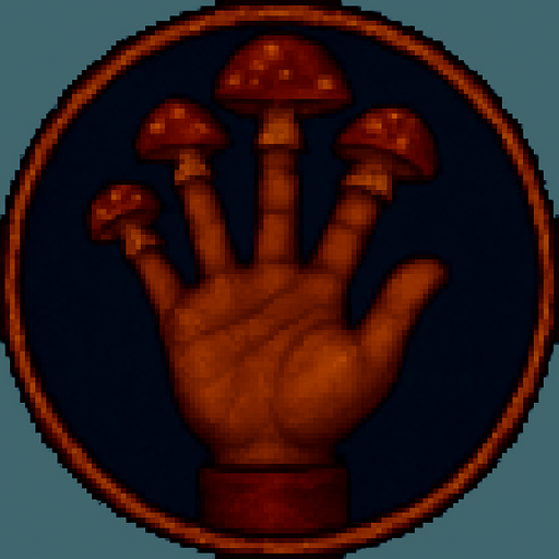 A hand with its fingers symbolizing fungus