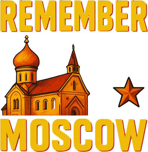 Can you improve the image of the church cupula on the left of moscow and make a full church slavic style the height of the letters of moscow?