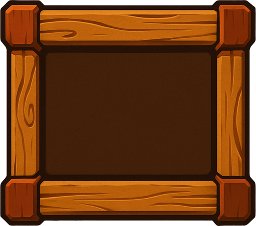 rectangular frame, without text, wooden color palette with good concept.
In-Game asset.  2d.  High contrast.  No shadows