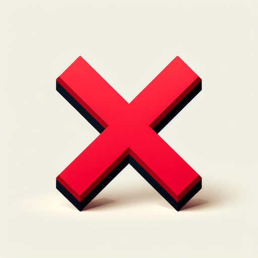 Red X. Nothing else..
Single Game Texture. In-Game asset. 2d. Blank background. High contrast. No shadows.