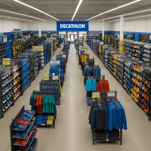 this is a bird's eye view of the inside of the decathlon store