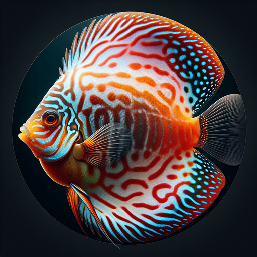 a realistic discusFish.
Single Game Texture. In-Game asset. 2d. Blank background. High contrast. No shadows.
