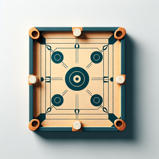 I’m creating a 2D Carrom game and need a high-quality top-down Carrom board asset. Please generate.
Single Game Texture.  In-Game asset.  2d.  Blank background.  High contrast.  No shadows