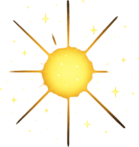 A magical yellow light glowing softly, with radiant beams and sparkling particles floating around. The light has a warm, enchanting aura that illuminates its surroundings with a golden hue. The atmosphere feels mystical and inviting, perfect for fantasy scenes or magical effects..
In-Game asset.  2d.  High contrast.  No shadows