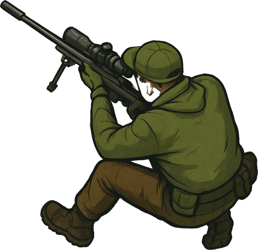 Sniper man from top view