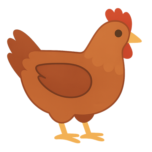 its a chicken. No background. Transparent background. Blank background. No shadows. 2d. In-Game asset. flat