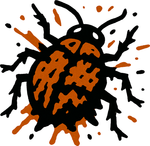 ezilmiş bir böcek.
In-Game asset.  2d.  High contrast.  No shadows