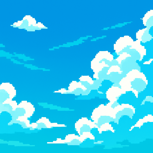 a beautiful sky. pixel
In-Game asset.  2d.  High contrast.  No shadows