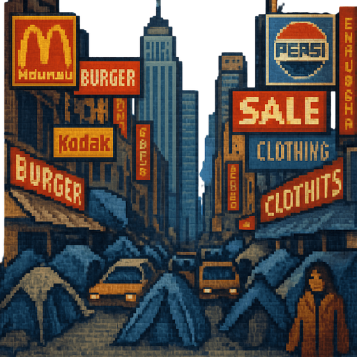 make pixelated, add homeless with tents