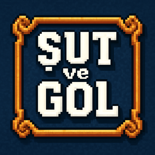 fancy pixelart title have shadow and white letters. text is  "ŞUT ve GOL".
In-Game asset.  2d.  High contrast.  No shadows