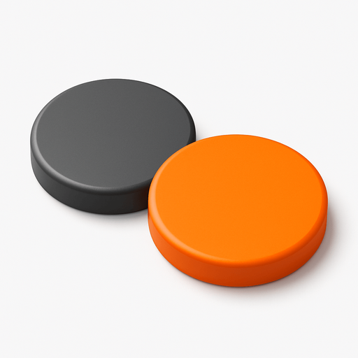 othello game one piece of grey and one piece of orange.
In-Game asset.  High contrast.  No shadows. 3D