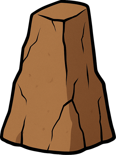 tall rock, brown, very solid, really thick black outline