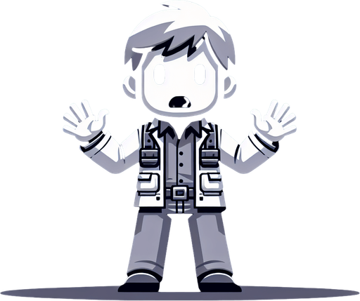 Player that is scared.
Single Game Texture. In-Game asset. 2d. Blank background. High contrast. No shadows.