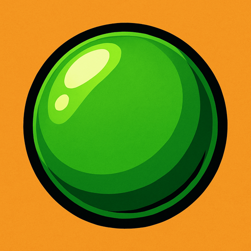 Yeşil 3d top.
In-Game asset.  2d.  High contrast.  No shadows