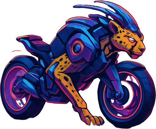 cyberpunk American anime koraidon Miraidon-esque motorcycle animal futuristic cheetah-meets-motorcycle