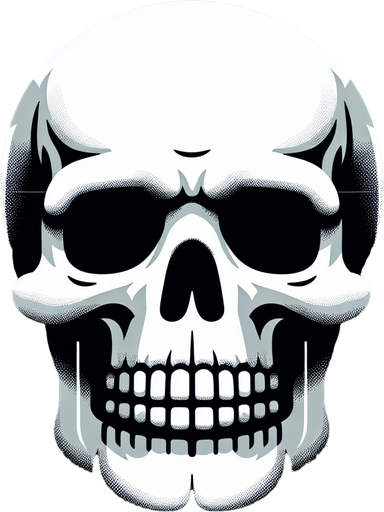 white scull.
Single Game Texture. In-Game asset. 2d. Blank background. High contrast. No shadows.