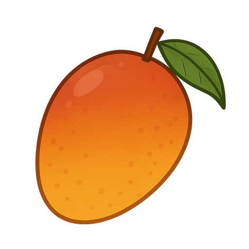 mango. No background. Transparent background. Blank background. No shadows. 2d. In-Game asset. flat