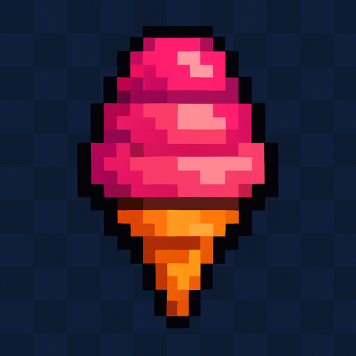Pixilated ice cream.
In-Game asset.  2d.  High contrast.  No shadows
