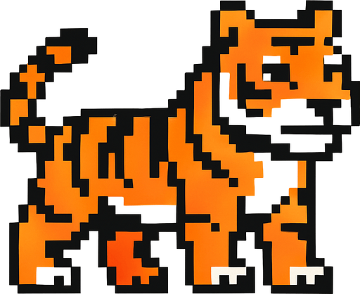 Tiger 8 bit.
In-Game asset.  2d.  High contrast.  No shadows
