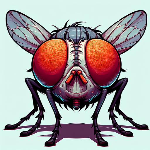 муха смотрит в камеру.
Single Game Texture. In-Game asset. 2d. Blank background. High contrast. No shadows.