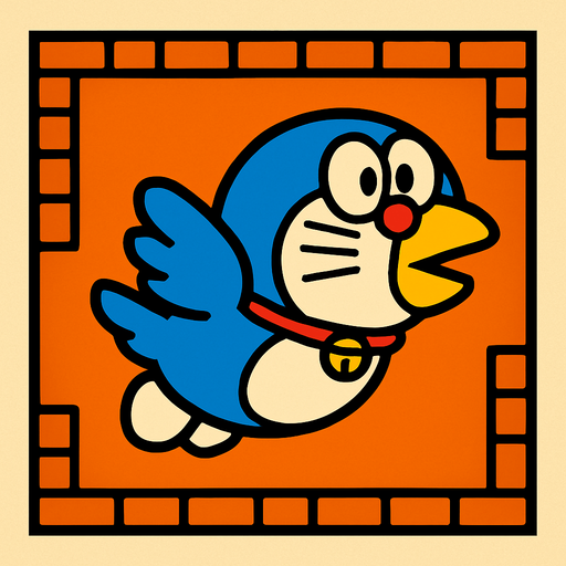 crate doraemon flapi bird.
In-Game asset.  2d.  High contrast.  No shadows