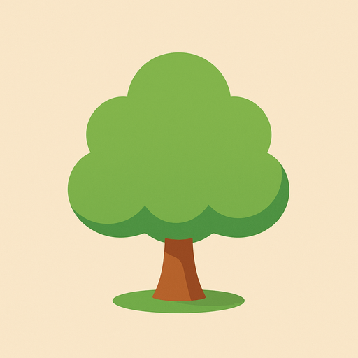 a single simple kawaii tree without outlines and no face, for a non-distracting game background.
In-Game asset.  2d.  High contrast.  No shadows