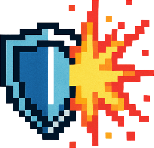 Particula de escudo siendo golpeado pixeleado
In-Game asset.  2d.  High contrast.  No shadows