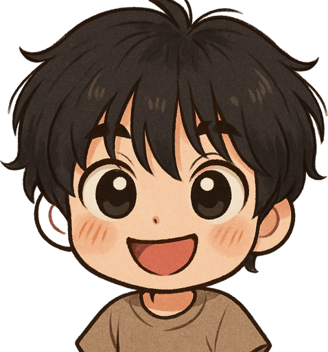 make him in cartoon chibi style, retains his characteristic features such as his puppy dog ​​eyes and mischievous expression, energetic and friendly smile like a curious child, please