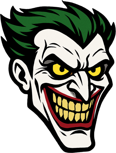 Süper kötü olan joker'in kafasını oluştur.
In-Game asset.  High contrast.  No shadows