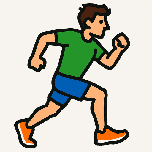 runner with a green shirt.
In-Game asset.  2d.  High contrast.  No shadows