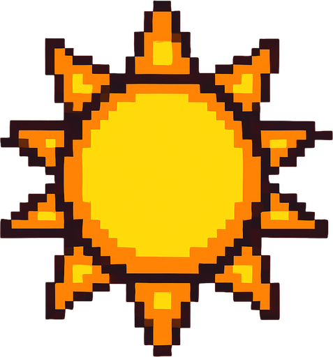 sol pixelart.
In-Game asset.  2d.  High contrast.  No shadows