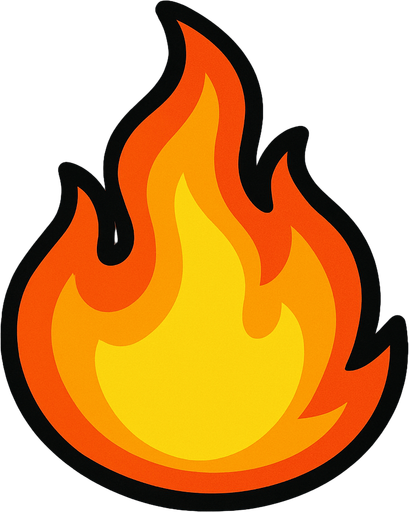 toony basic flame.
In-Game asset.  2d.  High contrast.  No shadows