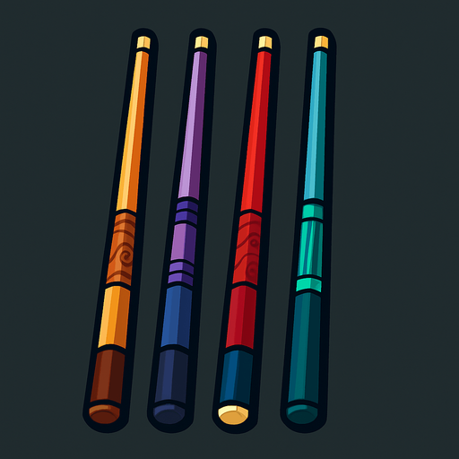 pack of Billiard cuesticks
In-Game asset.  2d.  High contrast.  No shadows