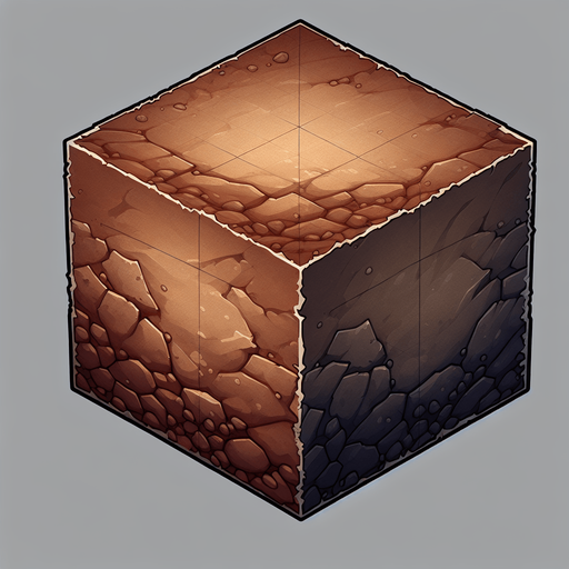 square dirt.
Single Game Texture.  In-Game asset.  2d.  Blank background.  High contrast.  No shadows