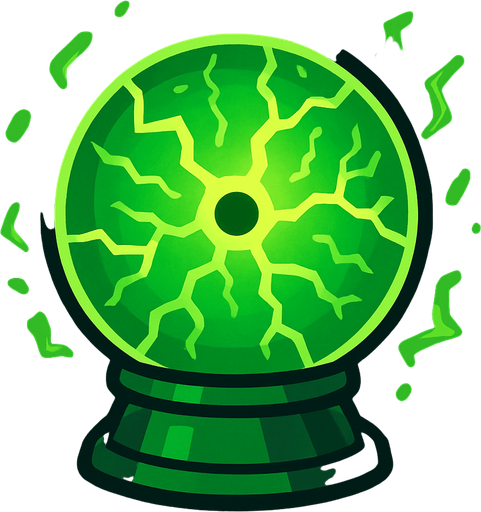 green plasma ball.
In-Game asset.  2d.  High contrast.  No shadows