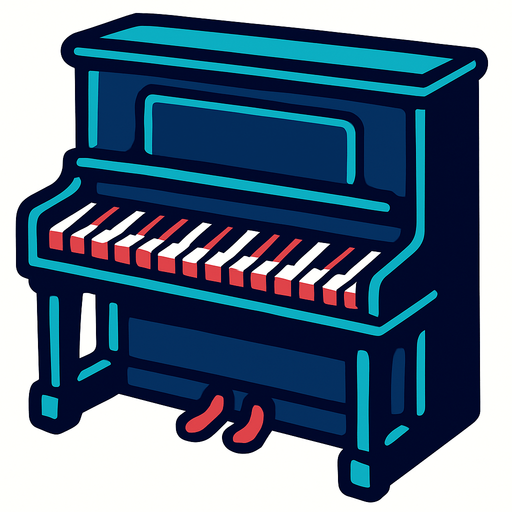 piano.
In-Game asset.  2d.  High contrast.  No shadows