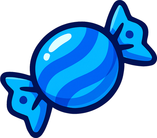 Mavi şeker resmi.
In-Game asset.  2d.  High contrast.  No shadows