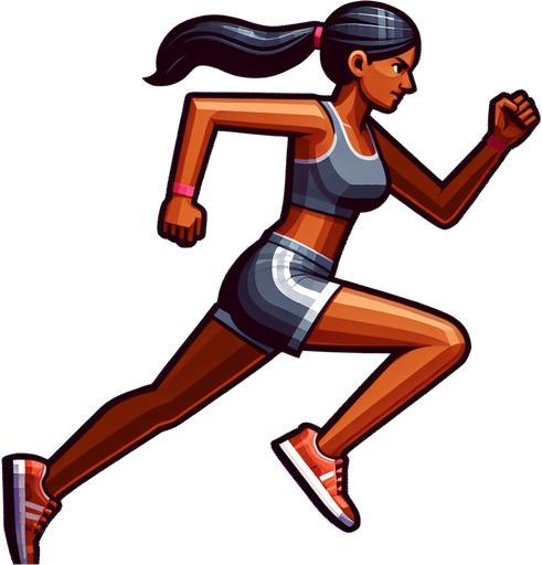 A person running.
Single Game Texture. In-Game asset. 2d. Blank background. High contrast. No shadows.
