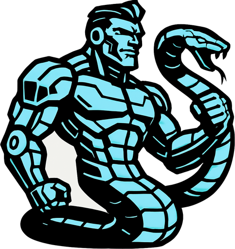Robotic GigaChad snake.
In-Game asset.  2d.  High contrast.  No shadows