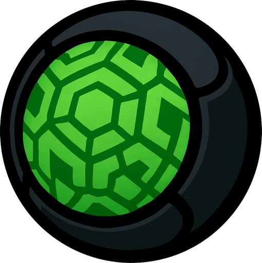 PATTERNED GREEN BALL WITH BLACK COVER AROUND.
In-Game asset.  2d.  High contrast.  No shadows