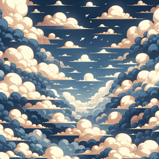 A sky with clouds, tileable
Single Game Texture. In-Game asset. 2d. Blank background. High contrast. No shadows.