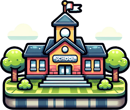 school.
Single Game Texture. In-Game asset. 2d. Blank background. High contrast. No shadows.