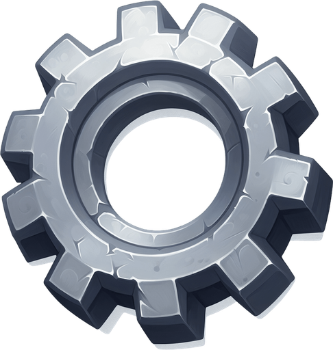 стальная шестерня в стиле hand-paint.
Single Game Texture.  In-Game asset.  2d.  Blank background.  High contrast.  No shadows