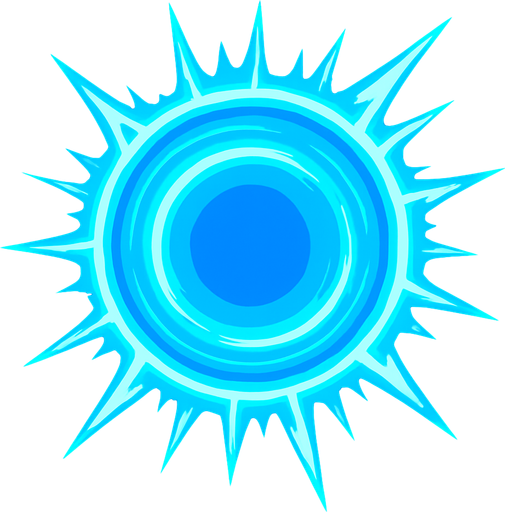 A Super Blue Laser Ball 2D.
In-Game asset.  2d.  High contrast.  No shadows